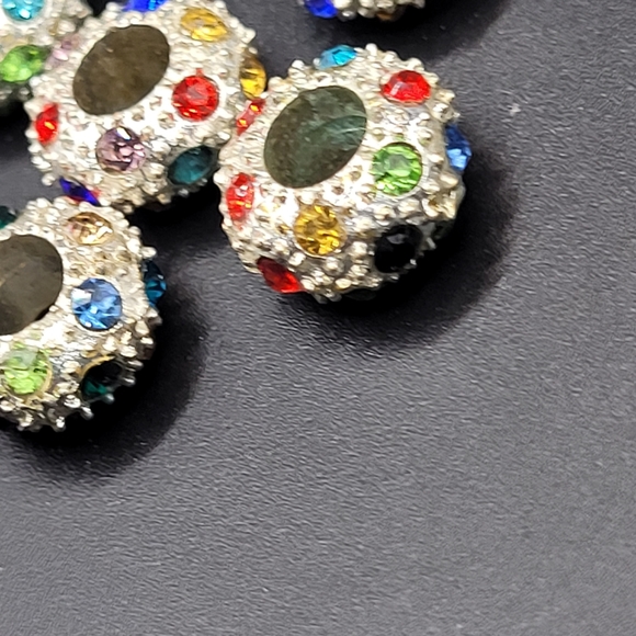 New- 5 pc Multi Color Rhinestone Large Hole European Bead - Picture 3 of 4